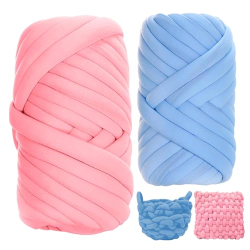 Jiavlyx 2 Stück Dicke Wolle Garn, 500g Sperrige Handstrickgarn, 25 MM Grobe Isländische Wolle, Handstrickgarn, Sperrige Textilgarn, Für Taschen,Haustiernester,DIY-Kunsthandwerk (Blau+Rosa) Jiavlyx 2 Stück Dicke Wolle Garn, 500g Sperrige Handstrickgarn, 25 MM Grobe Isländische Wolle, Handstrickgarn, Sperrige Textilgarn, Für Taschen,Haustiernester,DIY-Kunsthandwerk (Blau+Rosa) von Jiavlyx