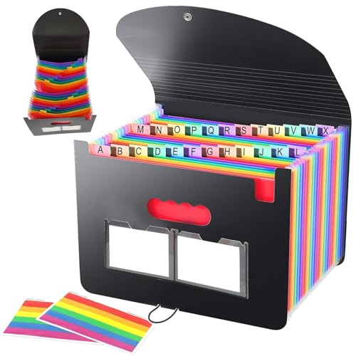 Jiavlyx Fächermappe Ordnungsmappe, Dokumentenmappe A4, Erweiterbar Dokumentenmappen, Document Organizer, Mit 25 Fächern Bunte Datei Ordner,Mit Etiketten Aktenordner Box,für Zuhause Oder Büro Dokumente von Jiavlyx