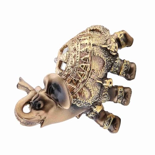 Jiawu Exquisite Elefantenskulptur in Traditionellem Kostüm für Wohlstand und Glück in der Feng Shui -Kultur (Goldene mittelgroße Größe) von Jiawu