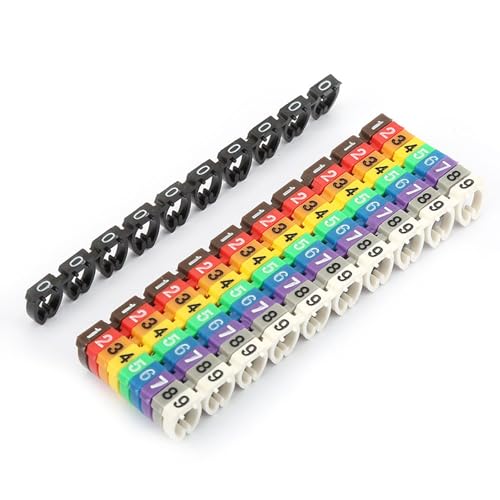 Jiawu Set von Kabelmarkierungen, Kunststoffmaterialien, Terminaler/Entwirkter Unterstützung, Farbige Marken für Einfache Kabelidentifikation, 0,75 -²: Etikettierung (100pcs KCM-6mm 6 Quadratmeter) von Jiawu