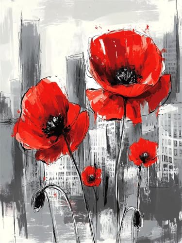 5D Diamond Painting Blume Diamant Painting Bilder für Erwachsene Stadt Diamant Malerei Glitzersteine 60x90cm, DIY Mosaikherstellung Bastelset für Home Wand Decor mit Zubehör Geschenke für Frauen L-134 von Jiaxaong