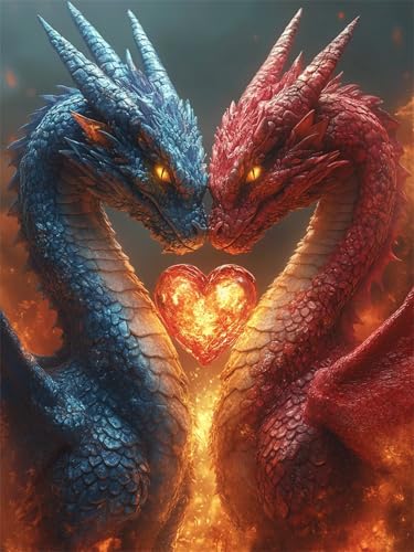 5D Diamond Painting Karikatur Diamant Painting Bilder für Erwachsene Drachen Diamant Malerei Glitzersteine 80x100cm, DIY Mosaikherstellung Bastelset für Home Wand Decor Geschenke für Frauen L-687 von Jiaxaong