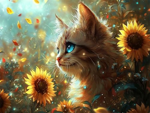 5D Diamond Painting Katze Diamant Painting Bilder für Erwachsene Tier Diamant Malerei Glitzersteine 20x30cm, DIY Mosaikherstellung Bastelset für Home Wand Decor mit Zubehör Geschenke für Frauen L-932 von Jiaxaong