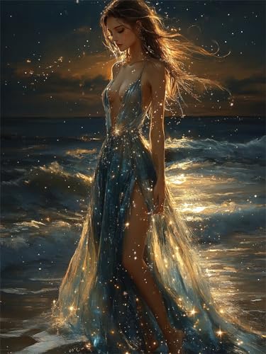 5D Diamond Painting Mädchen Diamant Painting Bilder Erwachsene Strand Diamant Malerei Glitzersteine 10x15cm, DIY Mosaikherstellung Bastelset für Home Wand Decor mit Zubehör Geschenke für Frauen L-660 von Jiaxaong