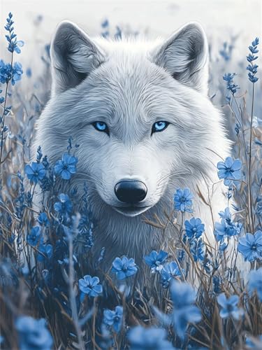 5D Diamond Painting Wolf Diamant Painting Bilder für Erwachsene Tier Diamant Malerei Glitzersteine 90x120cm, DIY Mosaikherstellung Bastelset für Home Wand Decor mit Zubehör Geschenke für Frauen L-691 von Jiaxaong