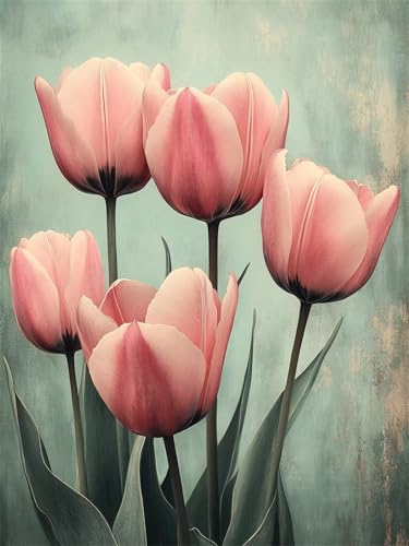 Blume Diamond Painting Erwachsene, 5D Rosa Diamant Painting Bilder Runder Vollbohrer Diamond Art Malerei Anfänger Bastelset, DIY Crystal Art Stickerei Kreuzstich Set für Deko Wohnzimmer 10x15cm L-637 von Jiaxaong