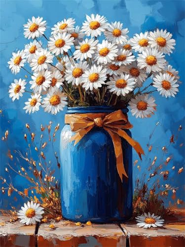 Diamond Painting Blume 90x120cm DIY Runden Vollbohrer Gänseblümchen Diamant Painting Bilder für Erwachsene Kinder, 5D Basteln Stickerei Kreuzstich Malerei für Stressabbau, Kreatives Geschenk L-684 von Jiaxaong