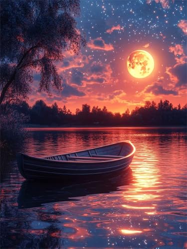 Diamond Painting Boot 90x120cm DIY Runden Vollbohrer Nacht Diamant Painting Bilder für Erwachsene Kinder, 5D Crystal Art Basteln Stickerei Kreuzstich Malerei für Stressabbau, Kreatives Geschenk L-665 von Jiaxaong