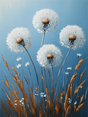 Diamond Painting Dandelion 80x100cm DIY Runden Vollbohrer Anlage Diamant Painting Bilder Erwachsene, 5D Crystal Art Basteln Stickerei Kreuzstich Malerei für Stressabbau, Kreatives Geschenk L-680 von Jiaxaong