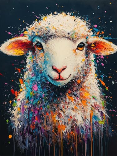 Diamond Painting Erwachsene Tier 5D Diamant Painting Kleine Schaf Bilder, DIY Full Drill Diamant Kunst Malerei Stickerei Set Kreuzstich Bilder für Home Büro Wand Dekor Geschenke Frauen 20x30cm W-143 von Jiaxaong
