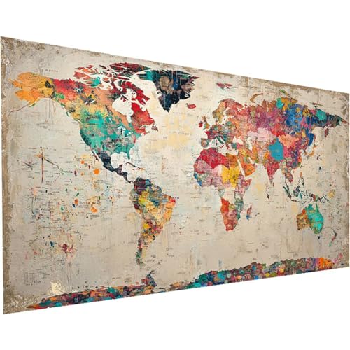 Diamond Painting Erwachsene Weltkarte Diamond Painting XXL 60x120cm Full Drill Farbe Bastelset Erwachsene Perlen Bilder Malerei Mosaikherstellung, für Home Office Wand Dekor Geschenke Mädchen K-764 von Jiaxaong