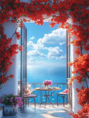 Diamond Painting Neuheiten 2025 Blume Diamond Painting Bastelset Erwachsene Meerblick 5D Diamant Malerei Bilder Anfänger, DIY Mosaik Kreativ Set Cross Stickerei Art Home Wand Deko 80x100cm L-635 von Jiaxaong