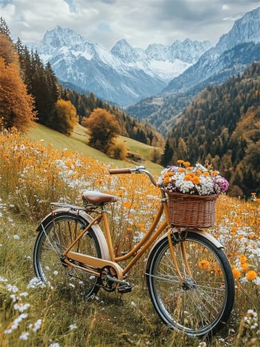 Diamond Painting Neuheiten 2025 Fahrrad Diamond Painting Bastelset Erwachsene Landschaft 5D Diamant Malerei Bilder Anfänger, DIY Mosaik Kreativ Set Cross Stickerei Art Home Wand Deko 90x120cm L-636 von Jiaxaong