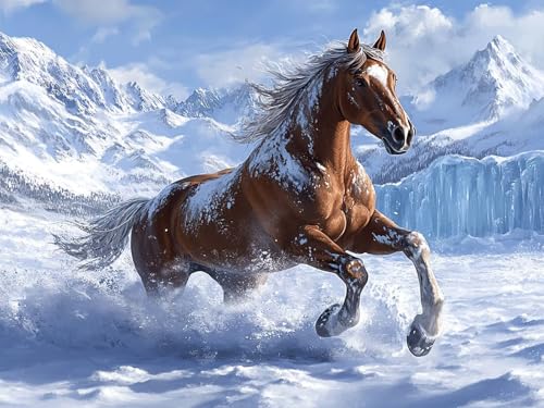 Diamond Painting Neuheiten 2025 Horse Diamond Painting Bastelset Erwachsene Schneeberg Diamant Painting Bilder Anfänger, Mosaik Set Erwachsene Cross Stickerei Malerei Home Wand Dekor 30x40cm W-957 von Jiaxaong