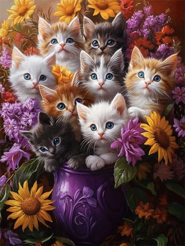 Diamond Painting Neuheiten 2025 Sonnenblume Diamond Painting Bastelset Erwachsene Katze Diamant Painting Bilder Anfänger, Mosaik Set Erwachsene Cross Stickerei Malerei Home Wand Dekor 30x40cm W-267 von Jiaxaong