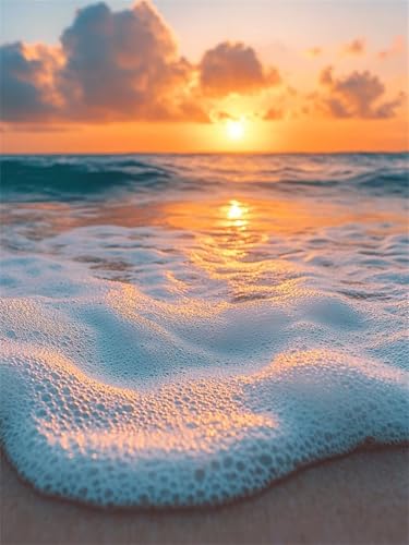 Diamond Painting Neuheiten 2025 Strand Diamond Painting Bastelset Erwachsene Sonnenuntergang 5D Diamant Malerei Bilder Anfänger, DIY Mosaik Kreativ Set Cross Stickerei Home WandDeko 90x120cm L-655 von Jiaxaong