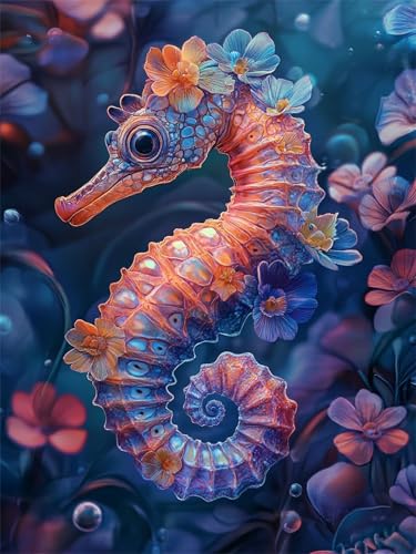 Diamond Painting SeeTierchen 90x120cm DIY Runden Vollbohrer Blume Diamant Painting Bilder Erwachsene, 5D Crystal Art Basteln Stickerei Kreuzstich Malerei für Stressabbau, Kreatives Geschenk L-641 von Jiaxaong