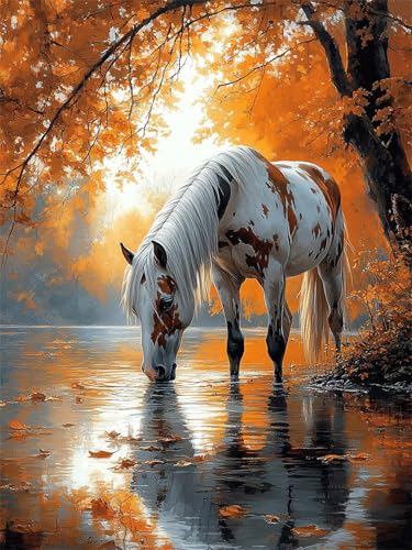 Diamond Painting Tier 80x100cm DIY Runden Vollbohrer Herbst Diamant Painting Bilder für Erwachsene Kinder, 5D Crystal Art Basteln Stickerei Kreuzstich Malerei für Stressabbau, Kreatives Geschenk L-663 von Jiaxaong