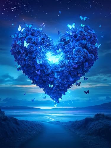 Diamond Painting XXL 40x50cm Rose Diamant Painting Bilder Erwachsene Herz Bilder DIY Crystal Art Cross Stickerei Bastel Malerei Set Anfänger für Entspannung und Als Geschenke Home Wand Dekor W-629 von Jiaxaong