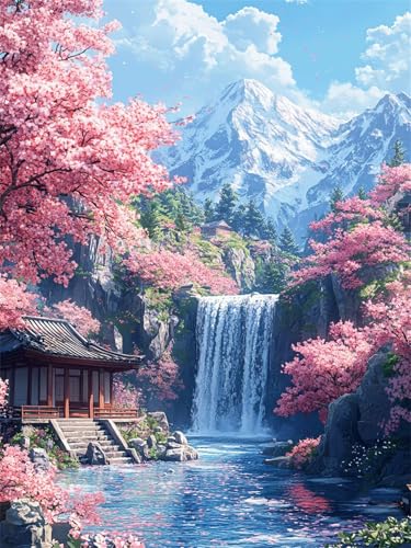 Fallen Diamond Painting Erwachsene, 5D Landschaft Diamant Painting Bilder Runder Vollbohrer Diamond Art Anfänger Bastelset, DIY Crystal Art Stickerei Kreuzstich Set für Deko Wohnzimmer 10x15cm L-653 von Jiaxaong