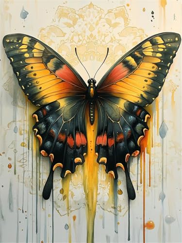 Schmetterling Diamond Painting Erwachsene, 5D Farbe Diamant Painting Bilder Runder Vollbohrer Diamond Art Malerei Anfänger Bastelset, DIY Stickerei Kreuzstich Set für Deko Wohnzimmer 90x120cm L-685 von Jiaxaong