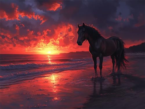 Tier Diamond Painting Erwachsene, 5D Sonnenuntergang Diamant Painting Bilder Runder Vollbohrer Diamond Art Malerei Anfänger Bastelset, DIY Stickerei Kreuzstich Set für Deko Wohnzimmer 40x50cm L-937 von Jiaxaong