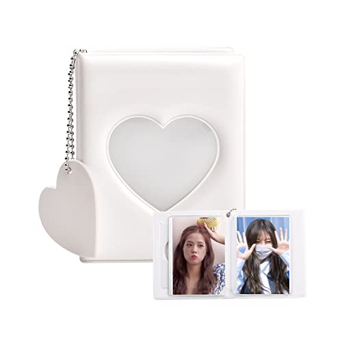 Jiayaus Mini Fotoalbum Kann 32 Blätter Speichern, Weißes Herz Kpop Photocard Binder mit Herz Anhänger, Fotoalbum Geeignet für Die Aufbewahrung von Idolen, Karten, Aufkleber Jiayaus Mini Fotoalbum Kann 32 Blätter Speichern, Weißes Herz Kpop Photocard Binder mit Herz Anhänger, Fotoalbum Geeignet für Die Aufbewahrung von Idolen, Karten, Aufkleber von Jiayaus