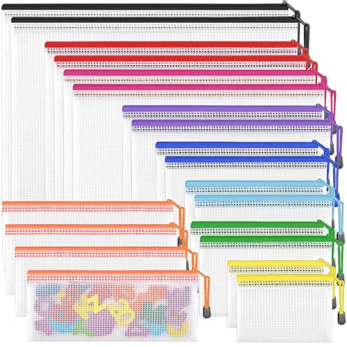 Kunststofftaschen mit Reißverschluss, 20 Stück, verschiedene Größen, Dokumentenmappen, Dokumentenmappen, Reißverschlussbeutel für Schule, Büro, Reisen, Aufbewahrung zu Hause und Organisation von von Jicsetk