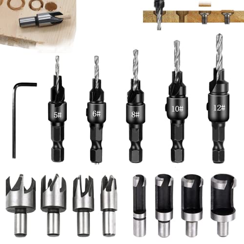 13 Stücke Bohrer Senker Holz Set, 5 Holzbohrer Zapfenbohrer Set, 8 Senkbohrer Bohrsenker Holz, Holzspiralbohrer mit Einem L-Schlüssel, für Holz, DIY Holzbearbeitung 13 Stücke Bohrer Senker Holz Set, 5 Holzbohrer Zapfenbohrer Set, 8 Senkbohrer Bohrsenker Holz, Holzspiralbohrer mit Einem L-Schlüssel, für Holz, DIY Holzbearbeitung von JidRMC