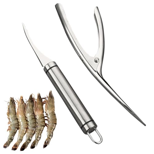 Multifunktionales Garnelenset,2 Pcs Shrimp Peeler Garnelenschäler aus Edelstahl All In 1 Garnelen Schäler Profi Schäler für Produkte Wie Garnelen und Fisch von Jidyllic