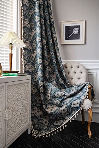 JieRong Fabric Verdunkelungsvorhänge für Schlafzimmer, Wohnzimmer, Balkon, Küche, Bauernhaus, 2 Stück, böhmische Vorhänge mit Geräuschunterdrückung, mit Quasten und Stangentaschen, Indigo, 150 x 260 JieRong Fabric Verdunkelungsvorhänge für Schlafzimmer, Wohnzimmer, Balkon, Küche, Bauernhaus, 2 Stück, böhmische Vorhänge mit Geräuschunterdrückung, mit Quasten und Stangentaschen, Indigo, 150 x 260 von JieRong Fabric