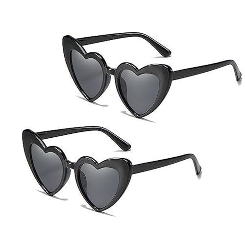 Jieddey Herz Sonnenbrille,2 PCS Hippy Specs Brille Hippie Brille Metallrahmen Retro Vintage Sonnenbrille für Frauen Damen Mädchen Festival 60er 70er Jahre Hippie Phantasie Kostüm Accessoire von Jieddey