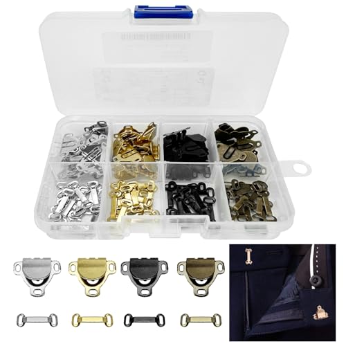 48 Paare Hosenhaken, Haken und Öse Nähen Verschluss Set Haken Verschluss Hosenverschluss Haken Haken Verschluss Nähhaken Ösenverschluss Nähen Hosenhaken Haken für Kleidung (Gold,Silber,Schwarz,Bronze) von Jiehaojia