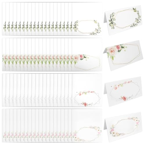 80 Stk Tischkarten Geburtstag,Tischkarten Hochzeit,Platzkarten Hochzeit,Namensschilder Hochzeit,Für Hochzeit, Kommunion, Geburtstag, Festival, Party,Taufe,Selbst Beschriften (4 Muster) von Jiehaojia