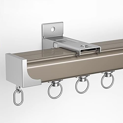 Gardinenschiene Outdoor-Vorhangschiene zur Wandmontage Auf Der Terrasse, Champagnerfarbenes Schiebevorhangschienensystem für Hochbett /Etagenbett, Raumteiler-Aluminium-Gardinenschiene(1.4m/4.6ft) von Jievmrs
