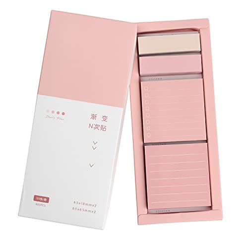 Rosa Liniert Haftnotizen Set, 240 Blatt Pastell Sticky Note Pads, Selbstklebende Index Tabs Memo Notizblöcke für Schule, Büro und Zuhause von JIEYAN