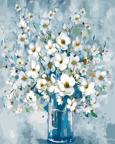 Jigspsyzh Malen nach Zahlen Erwachsene Blumen- DIY Paint By Numbers Bastelset Faltenfreie Leinwand 4 Bürsten und Acrylfarben set - 40x50 cm von Jigspsyzh
