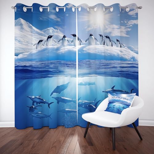 Jijliczc Vorhang Arktis Pinguin mit Ösen Gardinen 2er Set, Vorhänge Gletscher Fisch Wolken, Thermovorhang Hitzeschutz, Ösenvorhang H137 x B117cm Geeignet für Jungen und Mädchenzimmer Jijliczc Vorhang Arktis Pinguin mit Ösen Gardinen 2er Set, Vorhänge Gletscher Fisch Wolken, Thermovorhang Hitzeschutz, Ösenvorhang H137 x B117cm Geeignet für Jungen und Mädchenzimmer von Jijliczc