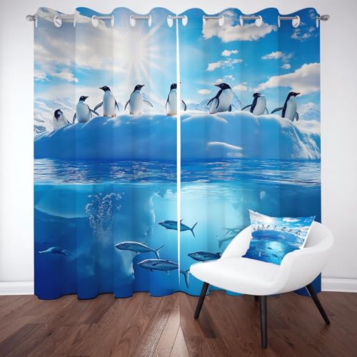 Jijliczc Vorhang Arktis Pinguin mit Ösen Gardinen 2er Set, Vorhänge Gletscher Fisch Wolken, Thermovorhang Hitzeschutz, Ösenvorhang H137 x B117cm Geeignet für Jungen und Mädchenzimmer Jijliczc Vorhang Arktis Pinguin mit Ösen Gardinen 2er Set, Vorhänge Gletscher Fisch Wolken, Thermovorhang Hitzeschutz, Ösenvorhang H137 x B117cm Geeignet für Jungen und Mädchenzimmer von Jijliczc