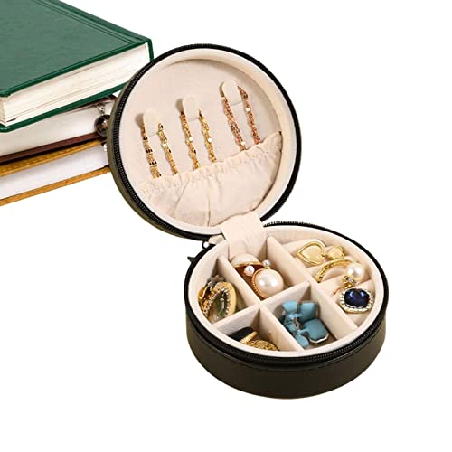 Jildouf Reise-Schmuckaufbewahrung, tragbare runde Schmuckschatulle | Tragbare Reise-Schmuckschatulle aus PU-Leder, Ringe, Ohrringe, Halskette, Armbänder, Schmuck, Geschenkverpackung, Mädchen Jildouf Reise-Schmuckaufbewahrung, tragbare runde Schmuckschatulle | Tragbare Reise-Schmuckschatulle aus PU-Leder, Ringe, Ohrringe, Halskette, Armbänder, Schmuck, Geschenkverpackung, Mädchen von Jildouf