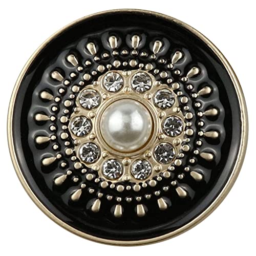 Jilibaba 10 x 18 mm runde Metallknöpfe mit Strasssteinen, Perlen, zum Nähen, Basteln, Stricken, für Kleider, Jacken, Mäntel, Blazer, Jeans, Uniform, dekorativ, schwarz, 10 Stück von Jilibaba