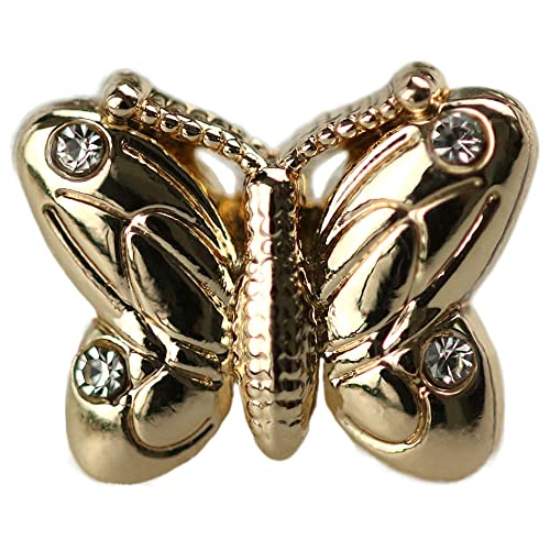 Jilibaba 20 x 11 mm Schmetterling Diamant Metallknöpfe zum Nähen Basteln Stricken Kleider Jacken Mäntel Blazer Jeans Uniform DIY Dekorativ Gold von Jilibaba
