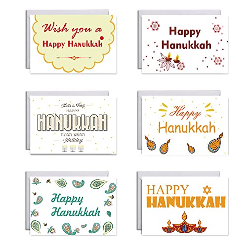 Jilibaba Hanukkah-Grußkarten, Multipack, Klappkarten, Notizkarten mit Umschlägen für Hanukka-Notizen, 6 Stück von Jilibaba