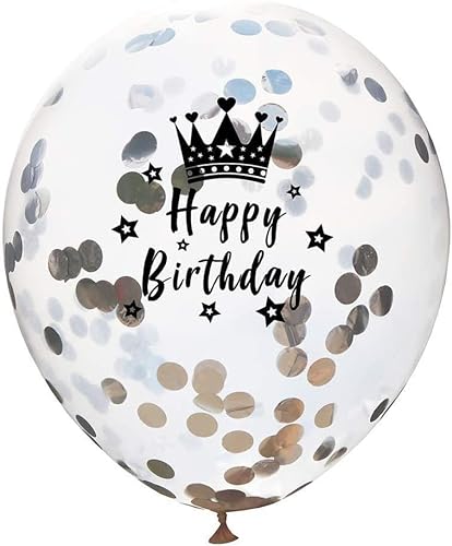 Jilibaba Transparente Luftballons Geburtstag Zahl Luftballons Krone Party Geburtstag Dekorationen 12 Zoll 10 Stück - Happy Birthday von Jilibaba