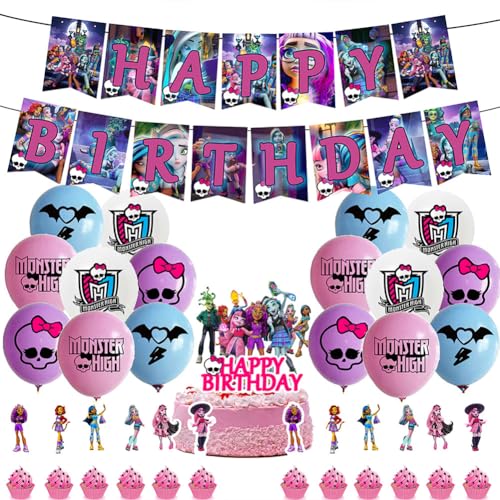 Draculaura Anime-Geburtstagsdekorationen, Toralei, Streifen/Operette/Purrsephone, Anime-Charakter, Kuchendekoration, Banner, Luftballons, Anime-Themenparty-Zubehör für Fans, 30 Stück Draculaura Anime-Geburtstagsdekorationen, Toralei, Streifen/Operette/Purrsephone, Anime-Charakter, Kuchendekoration, Banner, Luftballons, Anime-Themenparty-Zubehör für Fans, 30 Stück von Jilijia