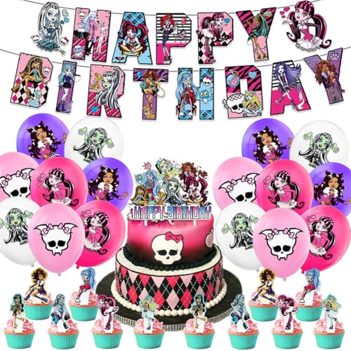 Draculaura Anime-Geburtstagsdekorationen, Toralei, Streifen/Operette/Purrsephone, Anime-Charakter, Kuchendekoration, Banner, Luftballons, Anime-Themenparty-Zubehör für Fans, 30 Stück Draculaura Anime-Geburtstagsdekorationen, Toralei, Streifen/Operette/Purrsephone, Anime-Charakter, Kuchendekoration, Banner, Luftballons, Anime-Themenparty-Zubehör für Fans, 30 Stück von Jilijia