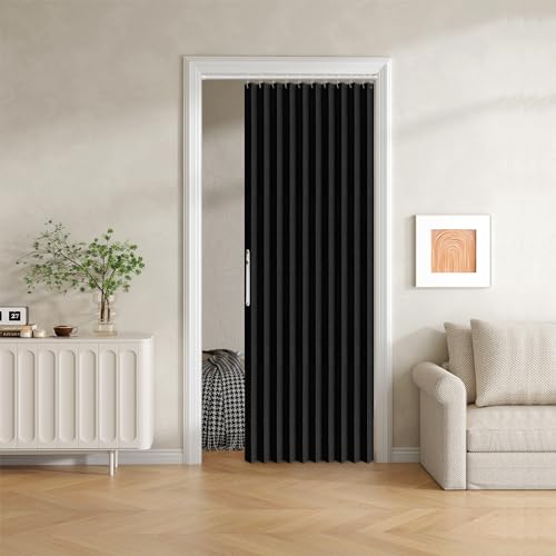 Jilron Falttürvorhang mit Magnetverschluss, 100 % Verdunkelungsstoff, Akkordeon-Stil für Schiebetüren, Schränke, Kleiderschrank und temporäre Türlösungen, Türvorhänge (B 42 x L 78, Schwarz, 1 Panel) Jilron Falttürvorhang mit Magnetverschluss, 100 % Verdunkelungsstoff, Akkordeon-Stil für Schiebetüren, Schränke, Kleiderschrank und temporäre Türlösungen, Türvorhänge (B 42 x L 78, Schwarz, 1 Panel) von Jilron