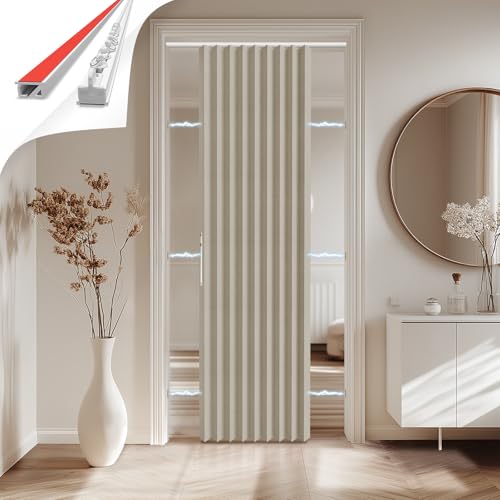 Jilron 100% Blickdichter Türvorhang – Faltbarer Akordion-Stil mit Magnetverschluss, Klebemontage ohne Bohren, inkl. Klebeschiene, Verdunkelung & Windschutz,Hellgelb, H201 x B106 cm Jilron 100% Blickdichter Türvorhang – Faltbarer Akordion-Stil mit Magnetverschluss, Klebemontage ohne Bohren, inkl. Klebeschiene, Verdunkelung & Windschutz,Hellgelb, H201 x B106 cm von Jilron