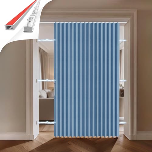 Jilron 100% Blickdichter Türvorhang – Faltbares Akordion-Design mit Magnetverschluss & Klebemontage ohne Bohren, inkl. Schiene – Für Terrassentüren oder Glastüren, Blau, 201x180 cm Jilron 100% Blickdichter Türvorhang – Faltbares Akordion-Design mit Magnetverschluss & Klebemontage ohne Bohren, inkl. Schiene – Für Terrassentüren oder Glastüren, Blau, 201x180 cm von Jilron