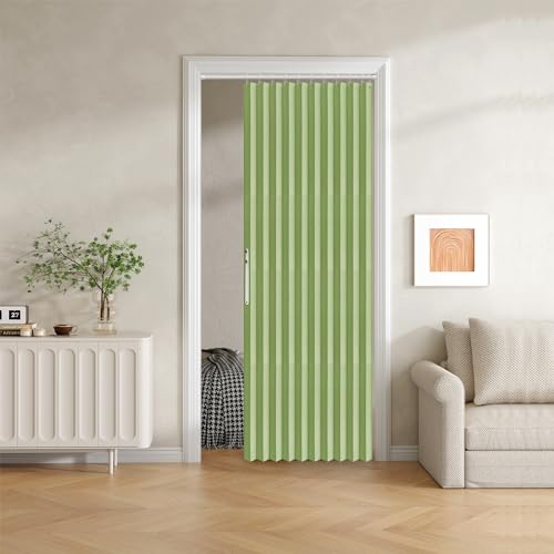 JILRON Faltvorhang aus 100 % blickdichtem Stoff mit Magnetverschluss, Akkordeon-Stil, für Schiebetüren, Schränke, Kleiderschränke, temporäre Türlösungen, 1 Paneel, 107 x 198 cm, Grün JILRON Faltvorhang aus 100 % blickdichtem Stoff mit Magnetverschluss, Akkordeon-Stil, für Schiebetüren, Schränke, Kleiderschränke, temporäre Türlösungen, 1 Paneel, 107 x 198 cm, Grün von Jilron